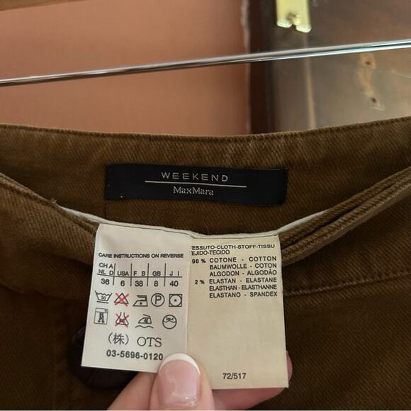 MaxMara Weekend Utility Wrap Skirt A-Line Buttons Khaki Tan Brown US Size 6 - Picture 3 of 5